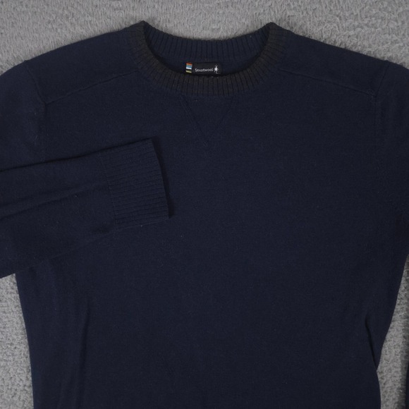 SmartWool Sweater Mens Medium Navy Sparwood Crew Neck Merino Wool Outdoor Casual